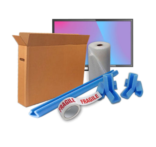 TV Cardboard Box Kit for moving house, removal cardboarrd boxes, loads bubble wrap and foam protection with fragile tape