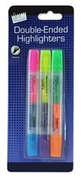3 Double Ended Highlighters 6 Colours